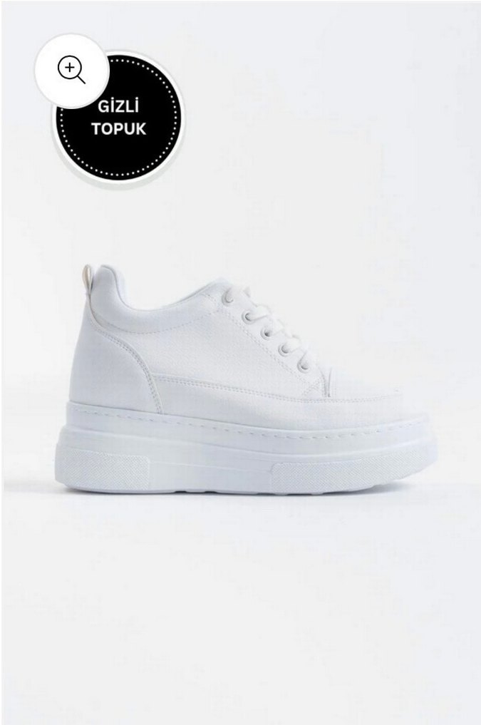 Beyaz Gizli Topuklu Kadın Spor Ayakkabı - Görsel 3