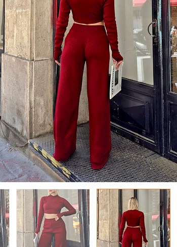 Koyu Kırmızı Salaş Kadın takım - Görsel 4