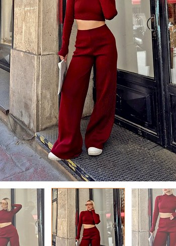 Koyu Kırmızı Salaş Kadın takım - Görsel 3