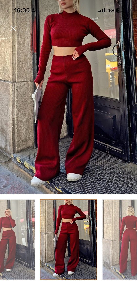 Koyu Kırmızı Salaş Kadın takım - Görsel 2