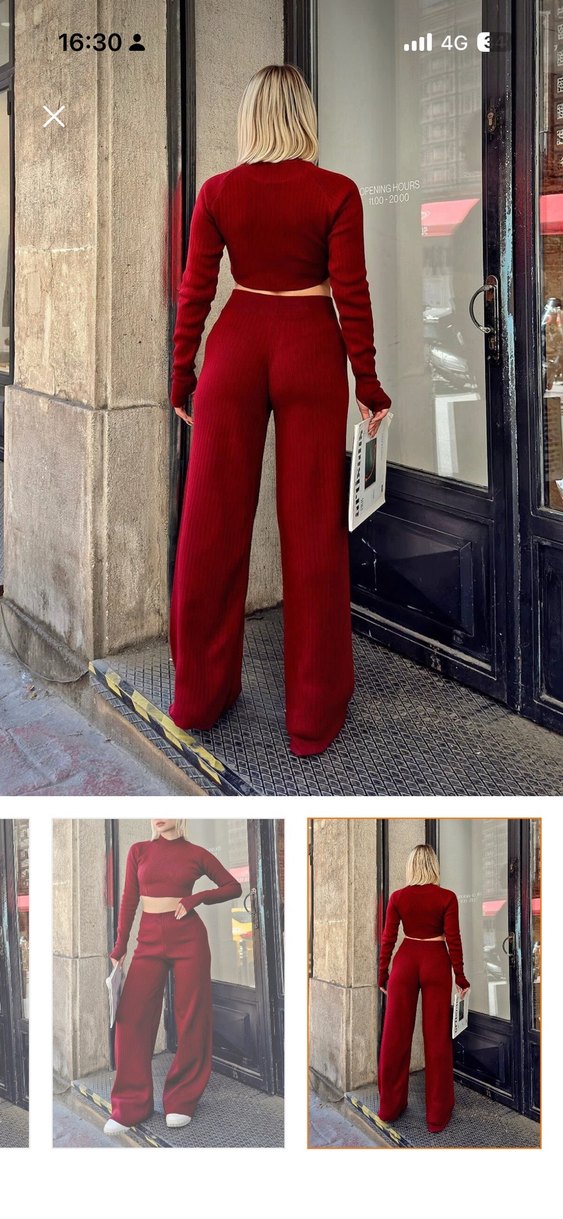 Koyu Kırmızı Salaş Kadın takım - Görsel 4