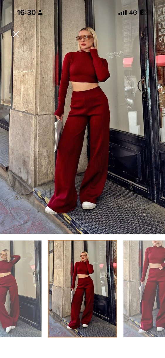 Koyu Kırmızı Salaş Kadın takım - Görsel 3