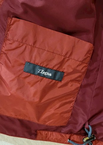 Ermenegildo Zegna Bordo Fermuarlı Erkek Midi Yağmurluk