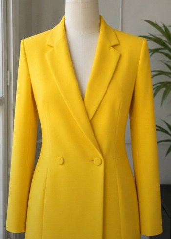 Zara Canli Sari Cift Dugmeli Blazer Ceket