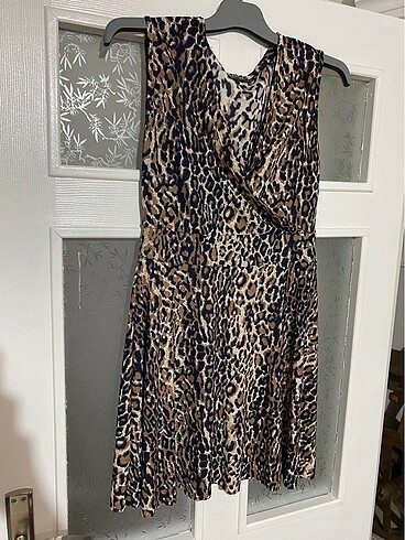 Leopar desen rahat elbise