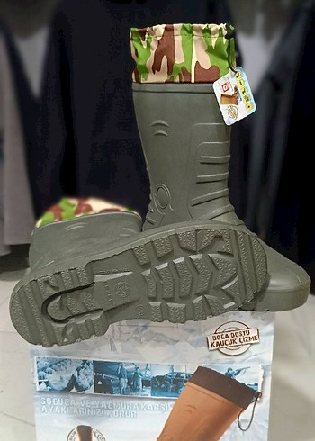 Erkek Haki Kamuflaj Desenli Diz Boyu Lastik Çizme - Görsel 5