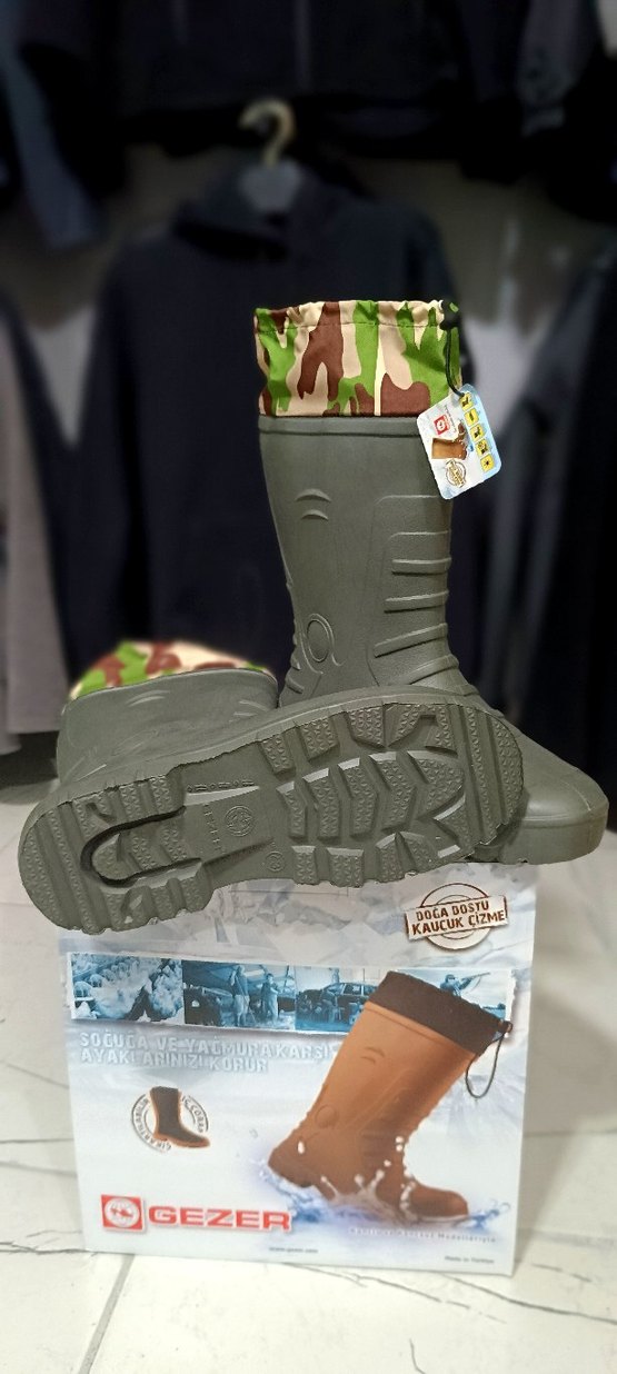 Erkek Haki Kamuflaj Desenli Diz Boyu Lastik Çizme - Görsel 5