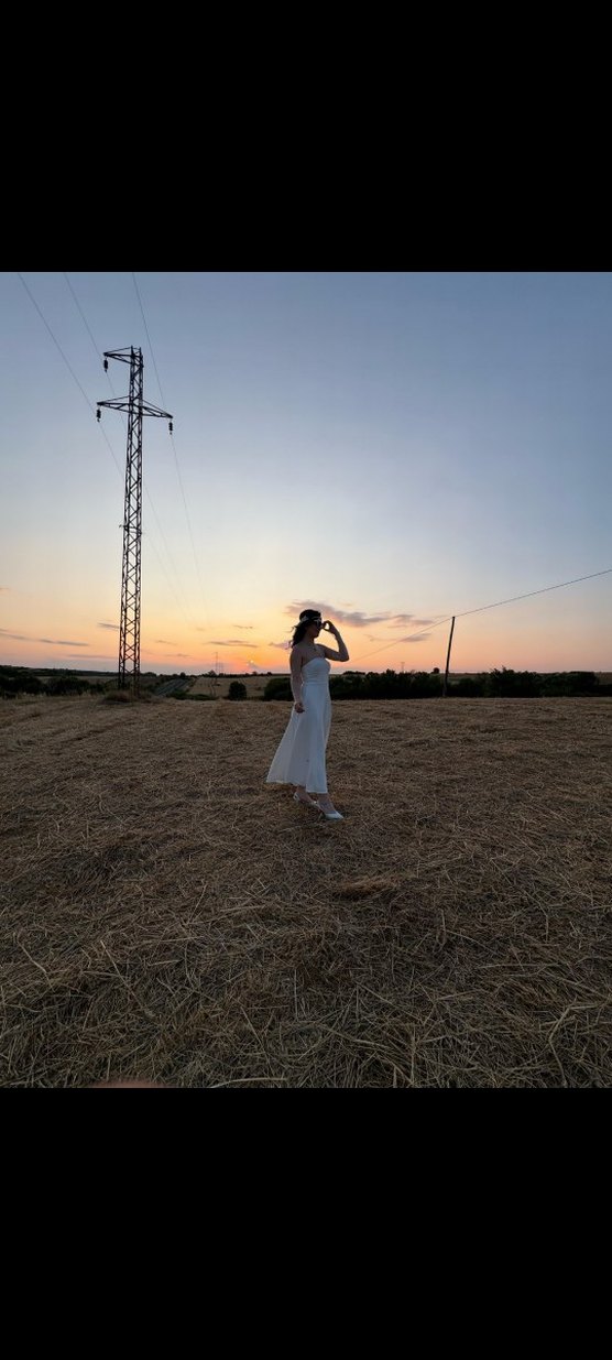 Beyaz Uzun Straplez Elbise - Görsel 2