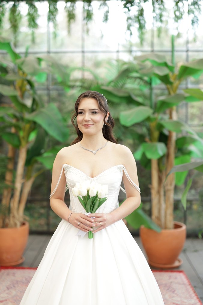 Straplez Beyaz A Kesim Uzun Gelinlik - Görsel 2