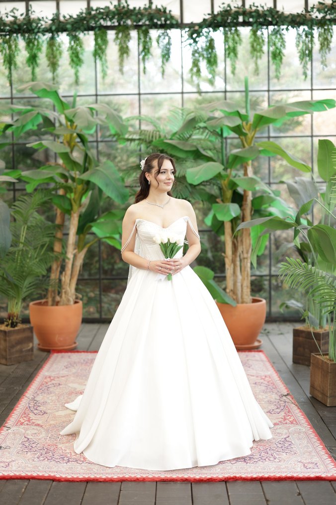 Straplez Beyaz A Kesim Uzun Gelinlik - Görsel 4