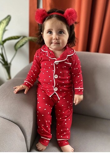 Diğer Anne kız kombin kalp baskılı pijama Takımı