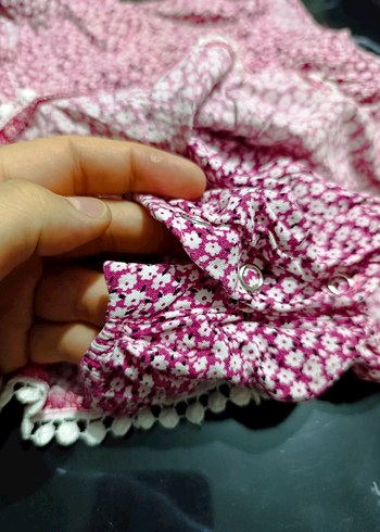 Diğer Kız Çocuk Pembe Volanlı Bohem Elbise