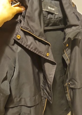 Zara Zara Basic Siyah Fermuarlı Kadın Trenckot