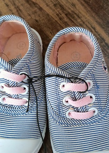 21 Beden mavi Renk Kız Çocuk Renkli Çizgili Sneakers