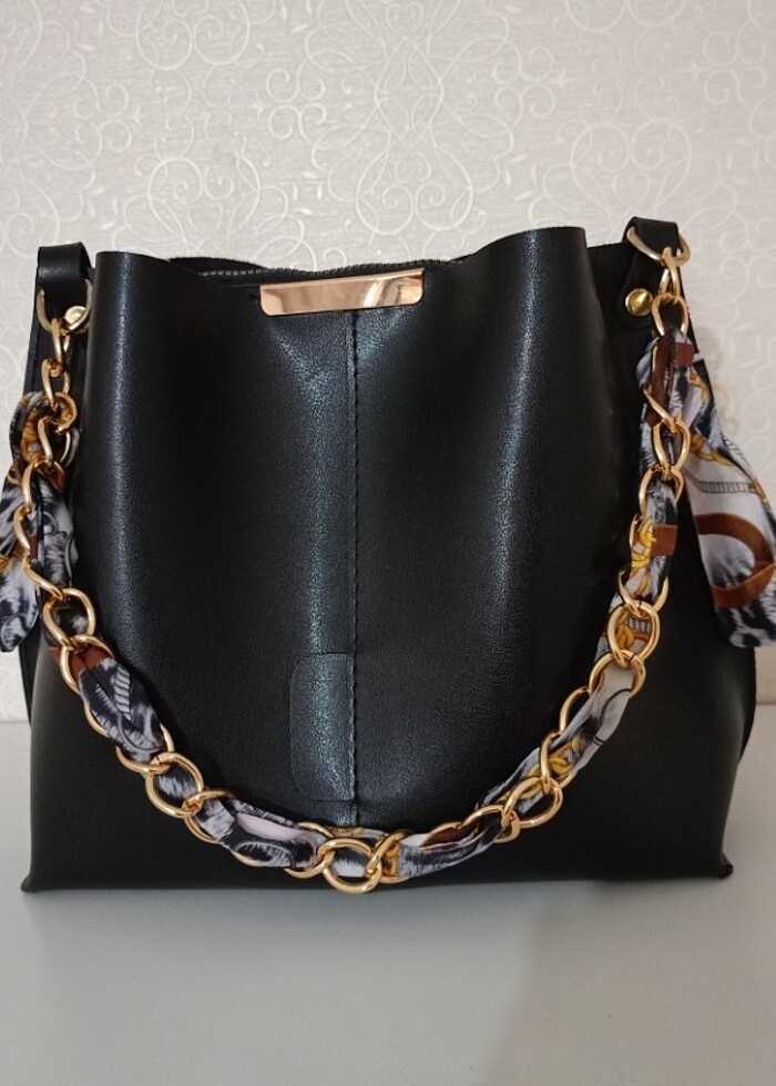 Kadın Üç Bölmeli Fular Detaylı Çapraz Çanta  - Görsel 4