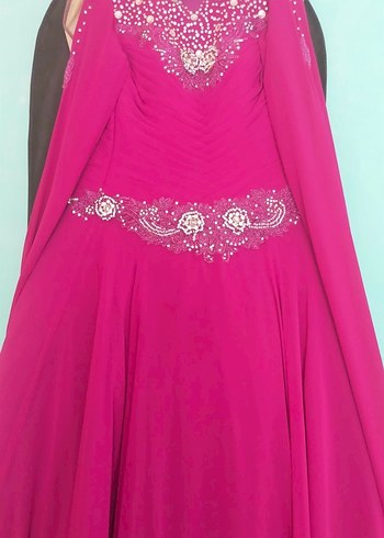 Uzun Mor Drapeli Tesettür Abiye - Görsel 2