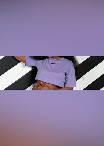 Mor Kısa Kollu Crop Top