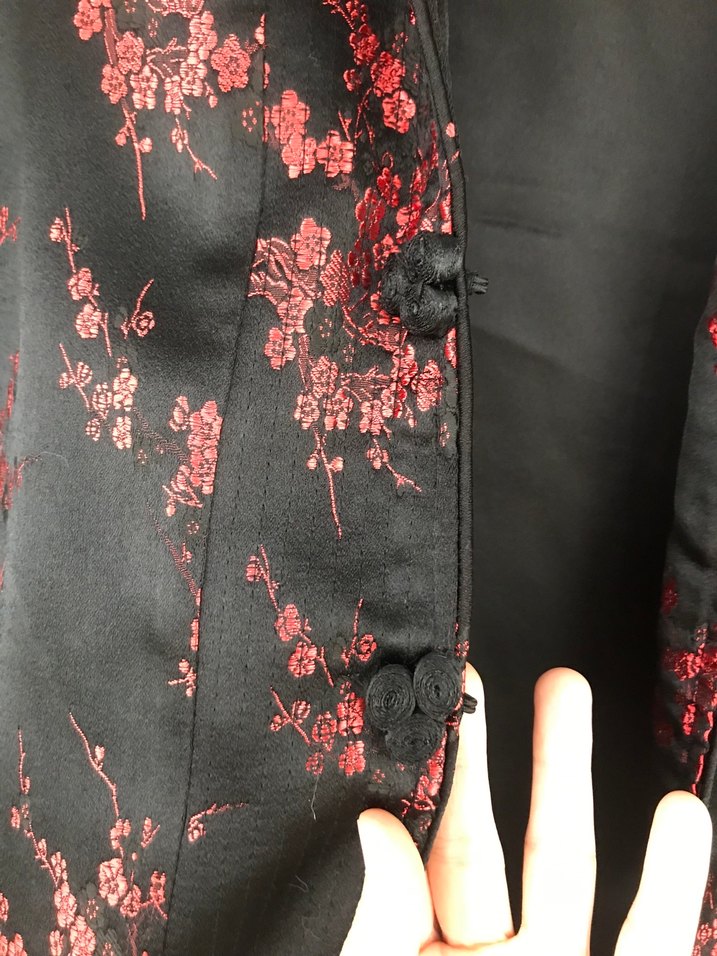 Mango Düğmeli Kırmızı Siyah Kadın Kimono Ceket - Görsel 4