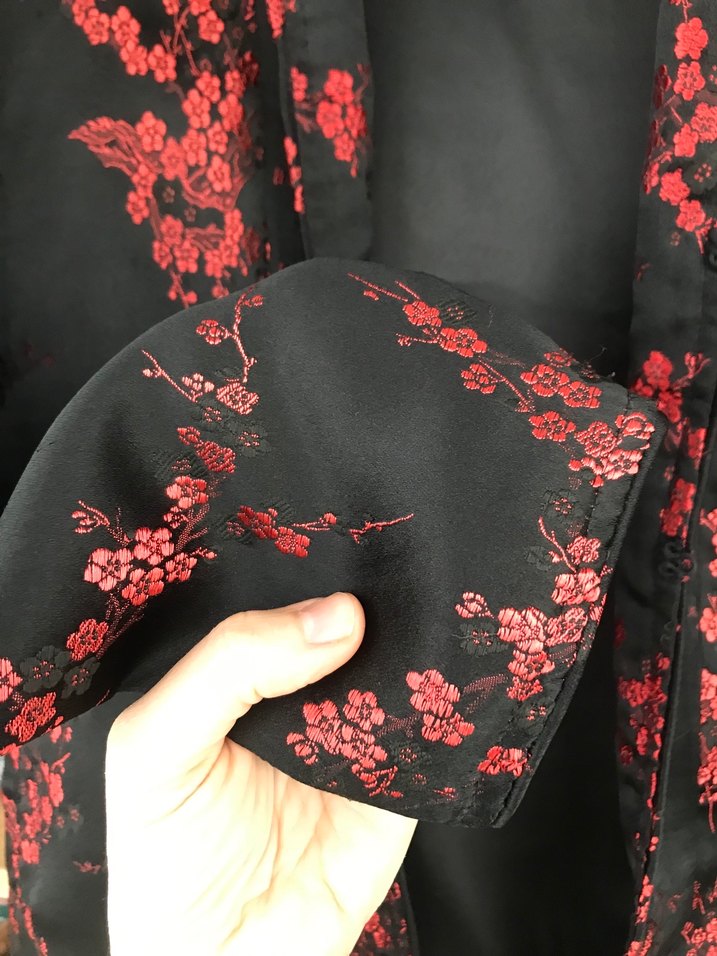 Mango Düğmeli Kırmızı Siyah Kadın Kimono Ceket - Görsel 3