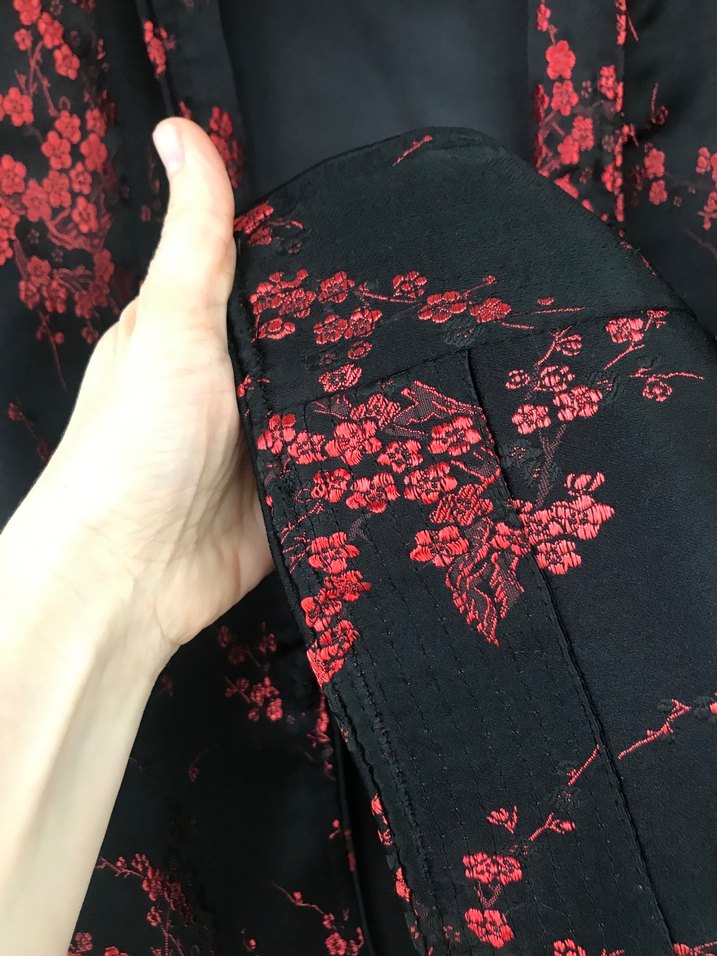 Mango Düğmeli Kırmızı Siyah Kadın Kimono Ceket - Görsel 5