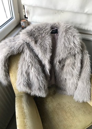 Gri Kürk Detaylı Kadın Bohem Midi Ceket - Görsel 3