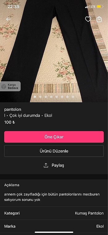 l Beden çeşitli Renk özel ilan