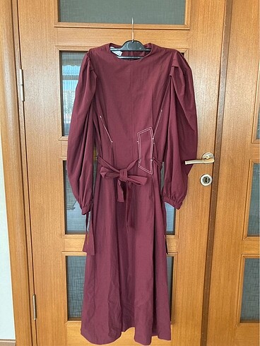 diğer Beden bordo Renk Poplin elbise