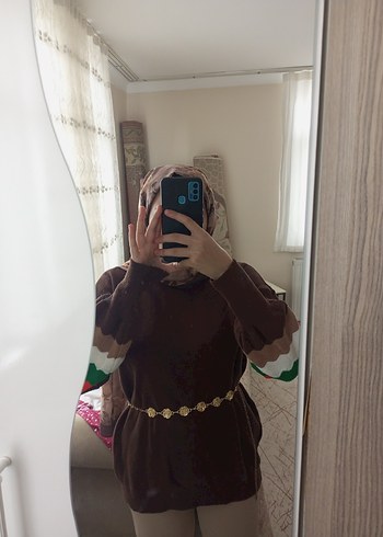 Kahverengi Bohem Salaş Triko Tunik