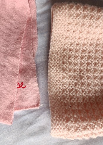 Pembe Nakışlı Örgü Çocuk Bere ve Atkı Seti - Görsel 2