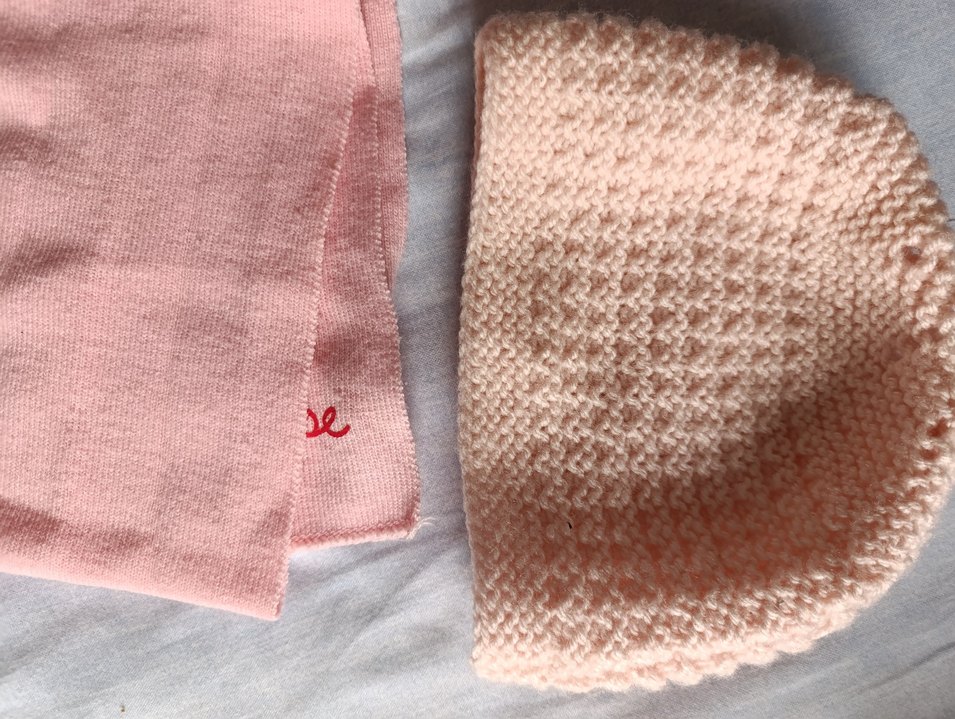 Pembe Nakışlı Örgü Çocuk Bere ve Atkı Seti - Görsel 2