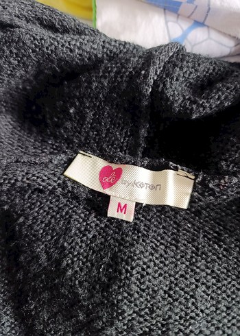 Uzun Siyah Kapüşonlu Triko Hırka - Görsel 5