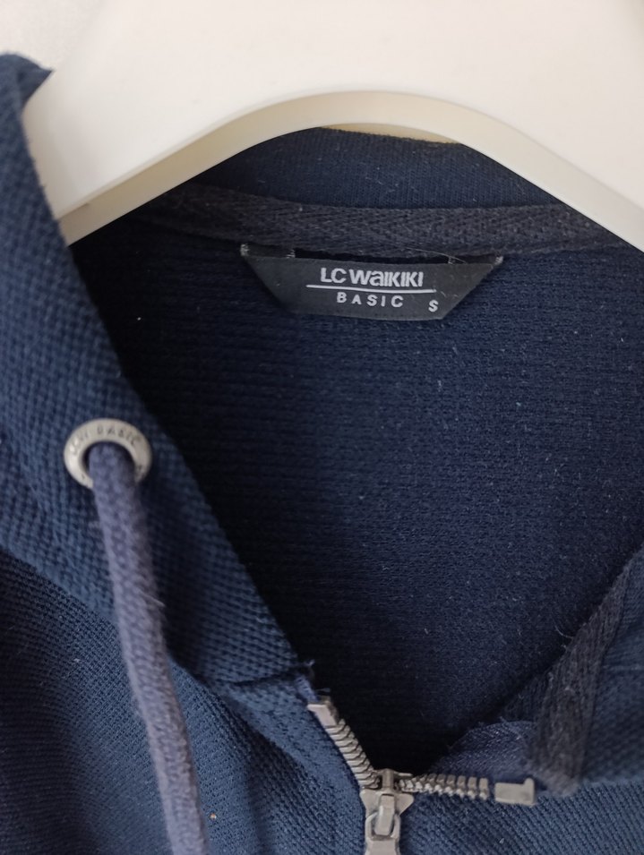 Erkek Lacivert Fermuarlı Kapüşonlu Sweatshirt - Görsel 2