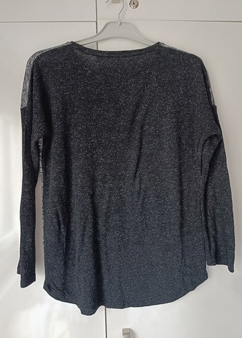 Gri Kadın Triko Uzun Kollu Sweatshirt - Görsel 3