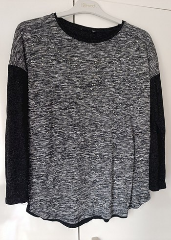 Gri Kadın Triko Uzun Kollu Sweatshirt - Görsel 2