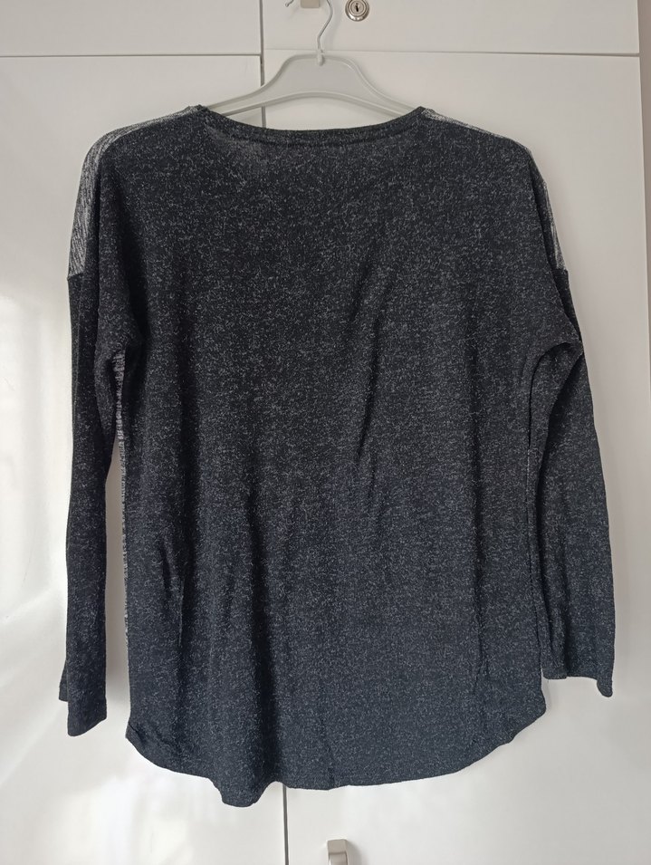 Gri Kadın Triko Uzun Kollu Sweatshirt - Görsel 3