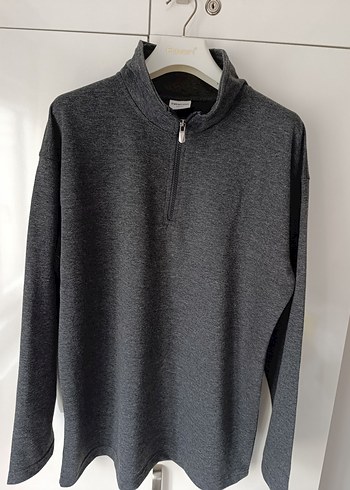 Gri Erkek Yarım Fermuarlı Polar Sweatshirt - Görsel 2