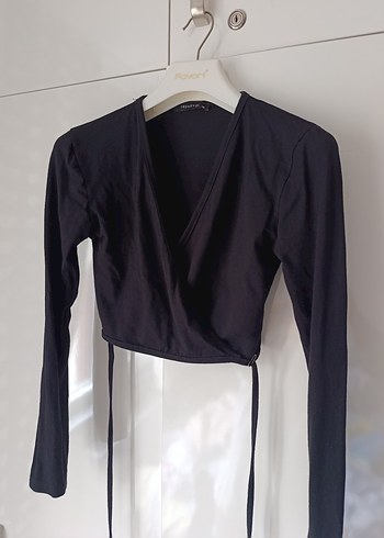 Siyah V Yaka Kemerli Kadın Bluz - Görsel 9