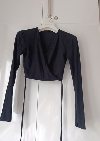 Siyah V Yaka Kemerli Kadın Bluz - Görsel 8