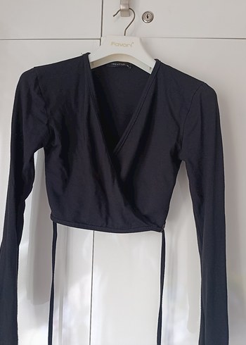 Siyah V Yaka Kemerli Kadın Bluz - Görsel 10