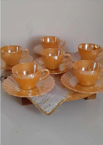 Pastel Bej porselen Fincan ve Tabak Seti - Görsel 2