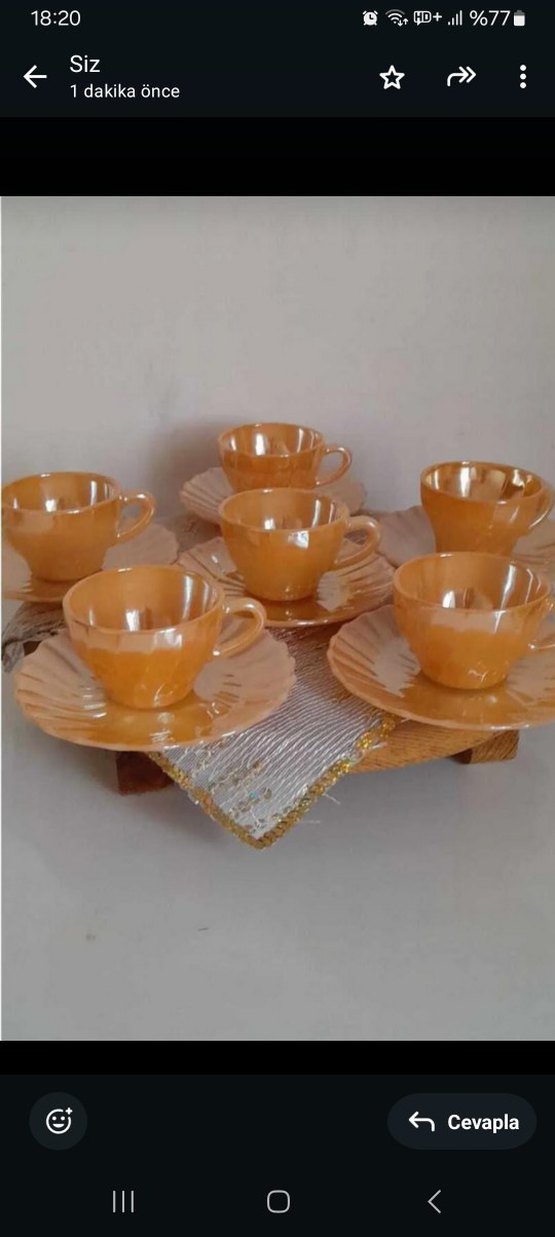 Pastel Bej porselen Fincan ve Tabak Seti - Görsel 2