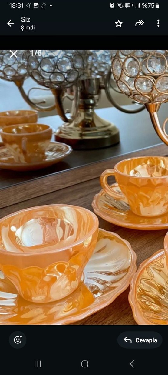 Pastel Bej porselen Fincan ve Tabak Seti - Görsel 3