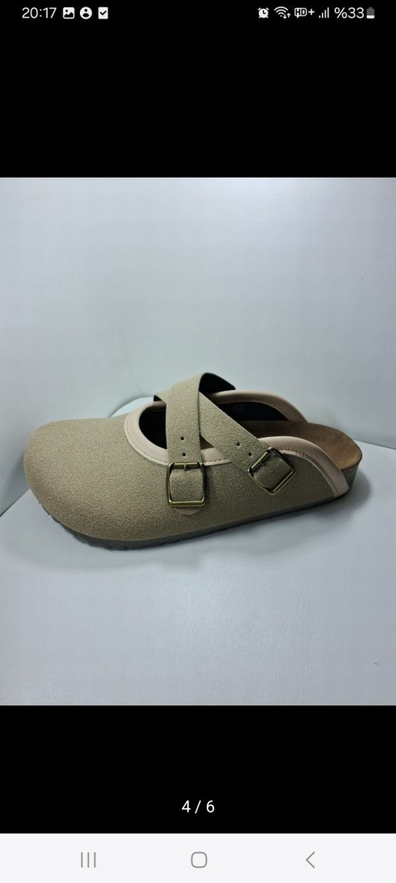 Bej Süet Tokalı Dolgu Topuk Kadın Terlik - Görsel 3