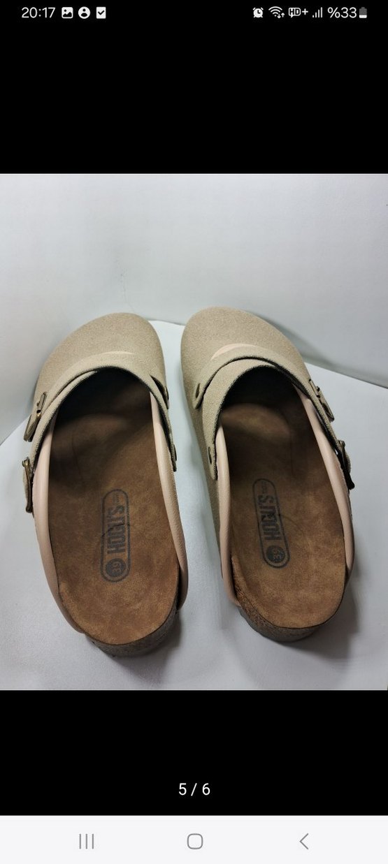 Bej Süet Tokalı Dolgu Topuk Kadın Terlik - Görsel 5