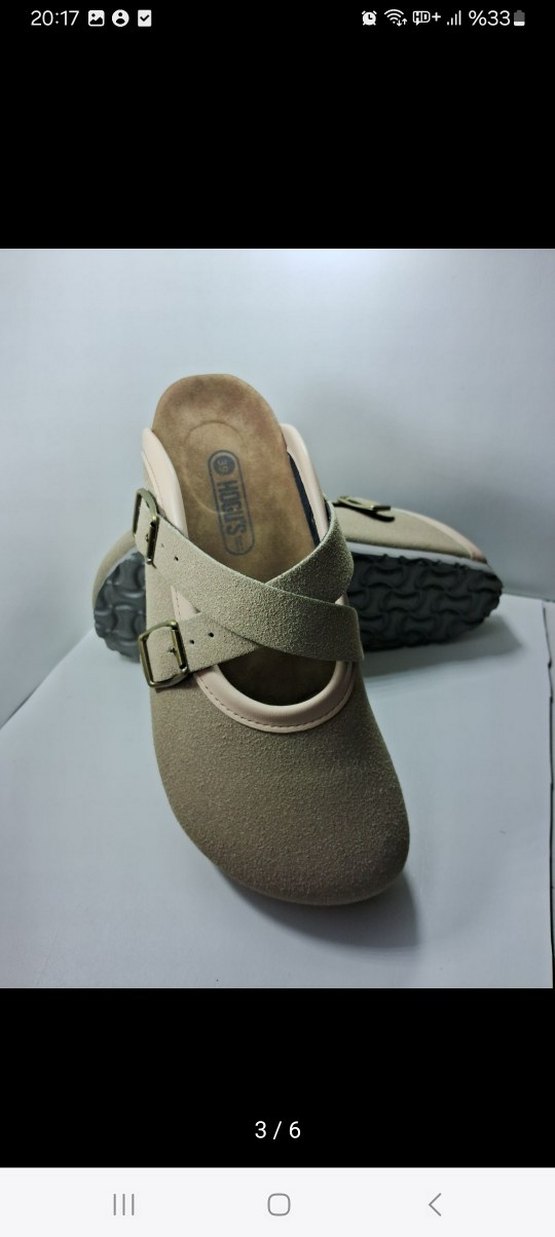 Bej Süet Tokalı Dolgu Topuk Kadın Terlik - Görsel 4