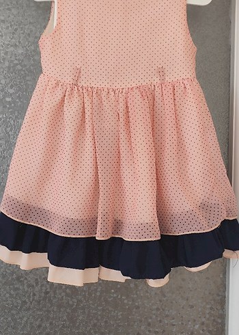 Abiye Kolsuz Pembe Puantiyeli Kız Elbisesi