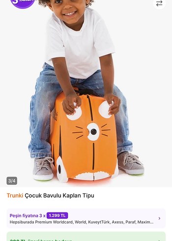 Turuncu Kaplan Tipi Çocuk Scooter Bavulu - Görsel 3
