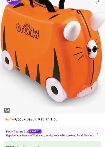 Turuncu Kaplan Tipi Çocuk Scooter Bavulu - Görsel 2