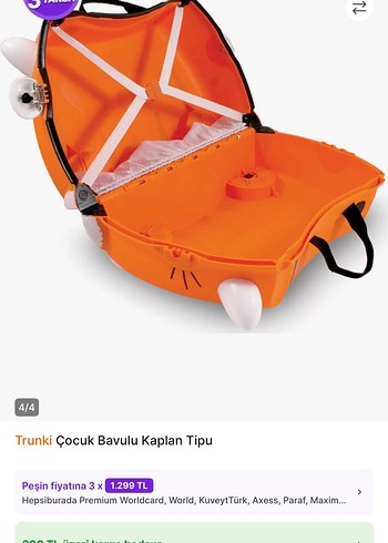 Turuncu Kaplan Tipi Çocuk Scooter Bavulu - Görsel 4