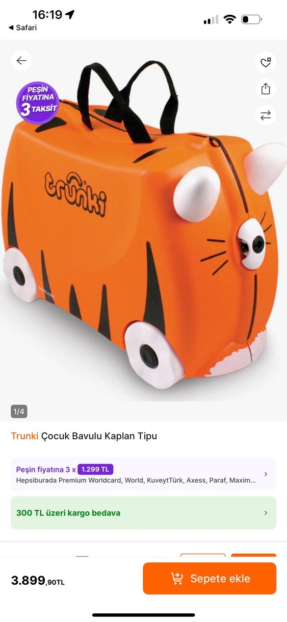 Turuncu Kaplan Tipi Çocuk Scooter Bavulu - Görsel 2